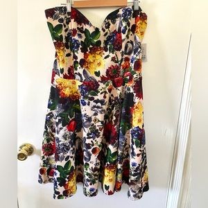 Fall Floral Strapless Dress